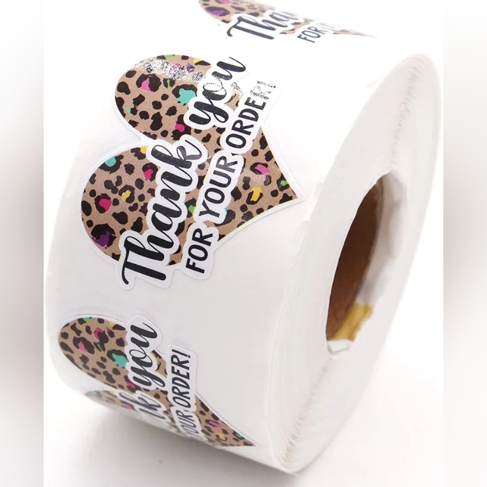 Thank You For Your Order Stickers Leopard Print Shipping Supplies 1.6 Inch